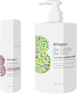 Briogeo Farewell Frizz and Be Gentle Be Kind bottle illustrations